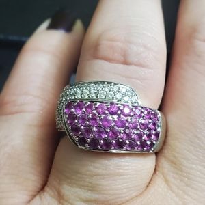 14k genuine diamond & pink sapphire/ruby ring size 6.5. This is a thick band so